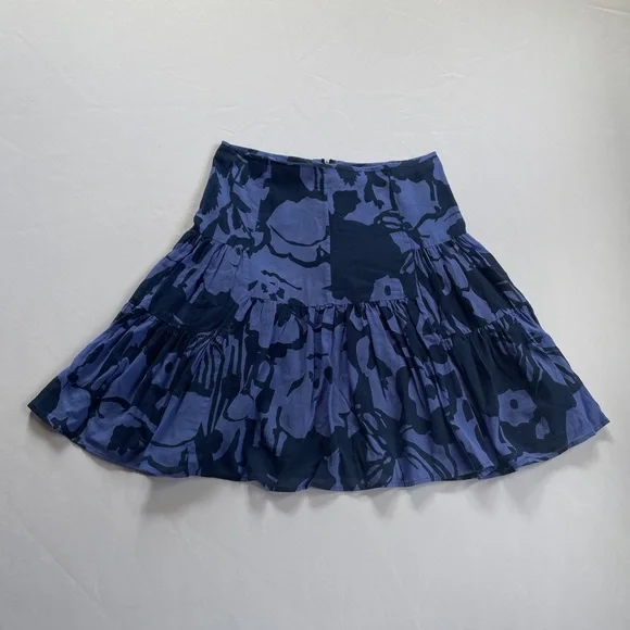 Rare 90s-00s New Man Blue Floral Cotton Mini Skirt - Sz 38F - Picture 3 of 13